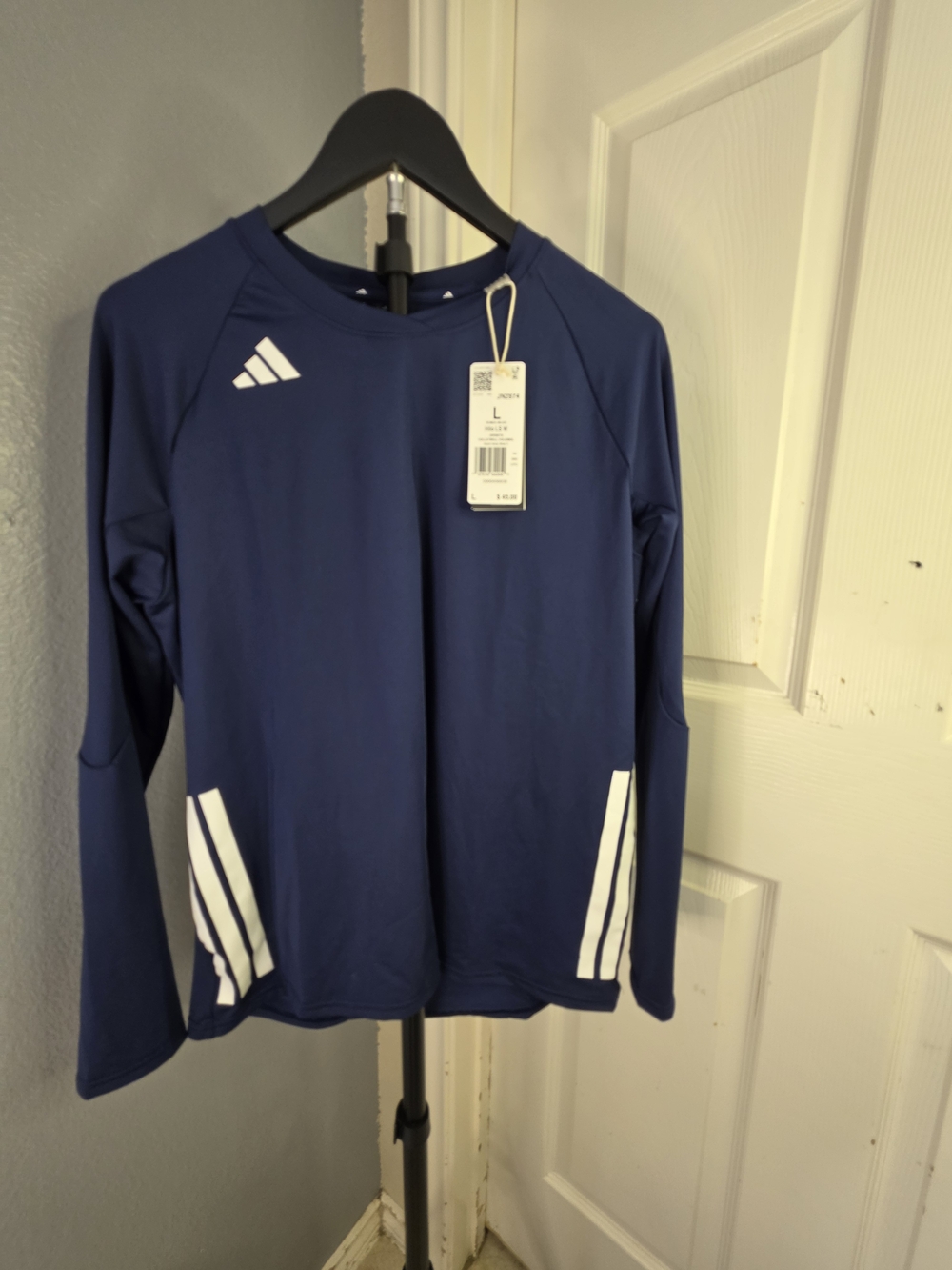 adidas Women's HILO Long Sleeve Volleyball Jersey - Navy Blue/White - Size L -